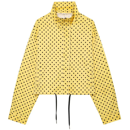 HXAO Polka Dot Bomber Jacket Women's Jackets Demi-Season Oversized Long Sleeve Top Outerwear Aviator Plus Size Zip Up Crop Coats