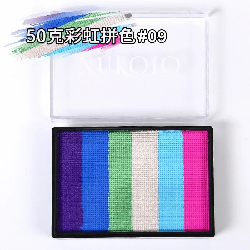 50g Facial and Body Paint Palette,Non-Toxic Rainbow Water-Soluble Body Paint for Rainbow Festival,Cosplay,Party,Art,Stage Makeup