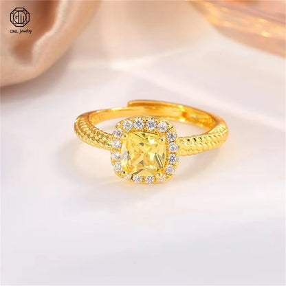 Sand Gold Adjustable Ring Matte Wide Band Openable Fade Resistant Unisex Couple Jewelry Solid Minimalist Gift