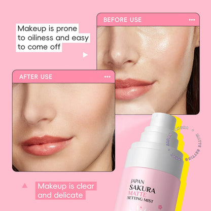Sakura Matte Setting Spray 80ml Long Lasting Makeup Fixer Moisturizing Oil Control Non Sticky Face Mist For All Day Fresh Look