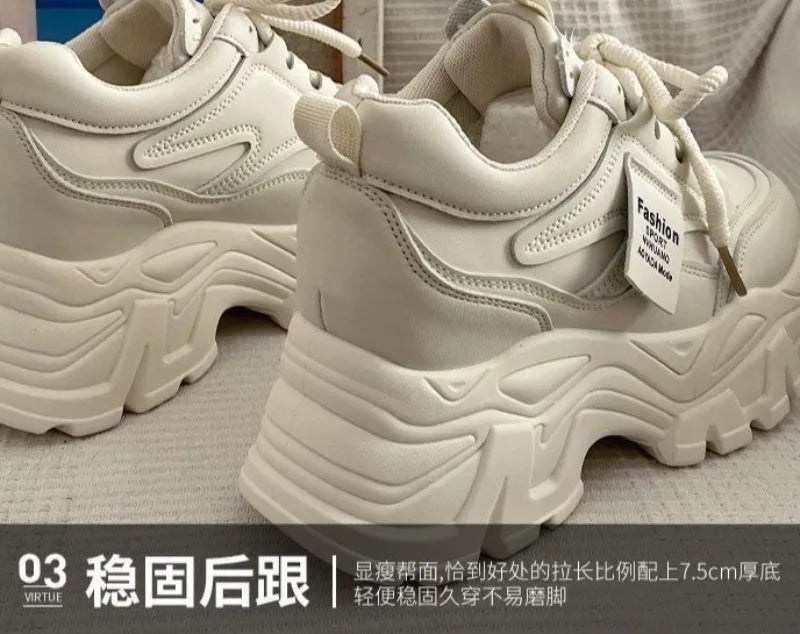 Platform Women Sneakers Autumn New Increased Wear-resistant Vulcanized Shoes Fashion Lace-up Women Casual Training Shoes Zapatos