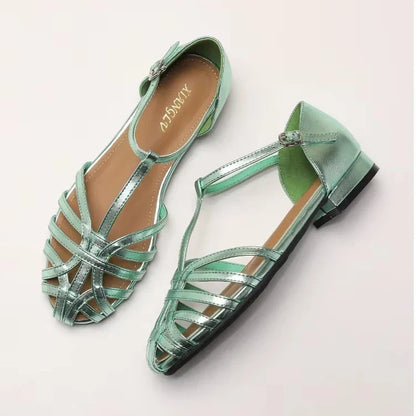 ZAROY Summer Cross Strap Flat Sandals Women Round Toe Ankle Buckle Hollow Casual Roman Sandalia Zapatos De Mujer сандали