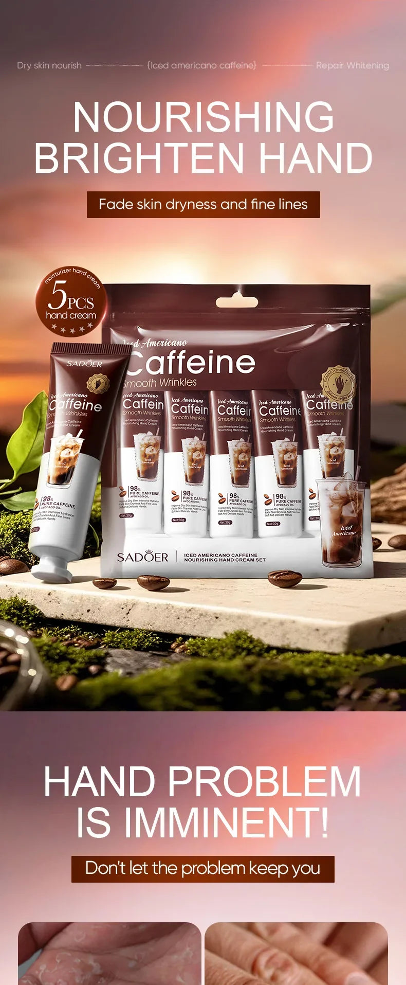 Iced Americano Coffee Hand Cream Set Deeply Moisturizes and Protects Hands in Autumn and Winter