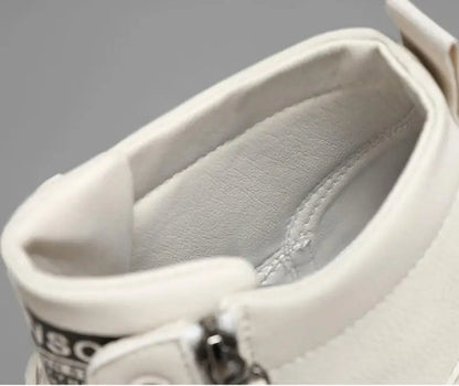 Men Boots Autumn High Top Leather Casual Shoes Fashion Cotton Shoes Flat Ankle Boots Business Outdoor Shoes Man Sneakers New