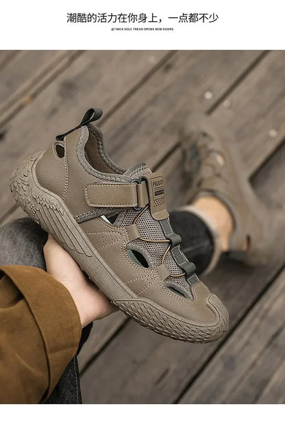 Large Size Sandals for Men, 2026 New Style, Trendy, Versatile, Casual Sports Sandals, Soft-Soled Hollow Beach Shoes for Men