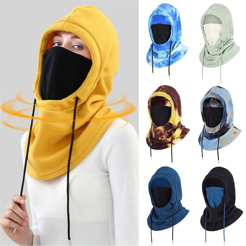 Thermal Fleece Balaclava Hat Hooded Neck Warmer Cycling Face Mask Outdoor Winter Skiing Sport Face Mask Men Cycling Masked Caps