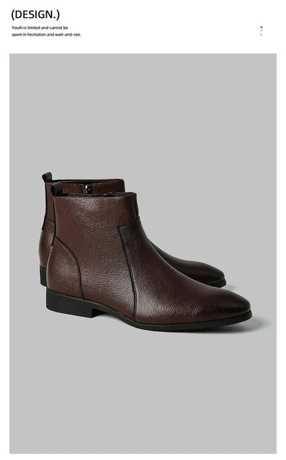 Winter New Men Business Boots Black  Red Simple Slim Fit Soft Leather Boots Casual and Fashionable Chelsea Boots 38-46 Men Boots