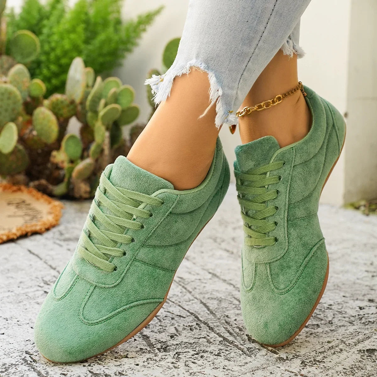 Women's Casual Flat-soled Non-slip Wear-resistant Sport Shoes Spring Autumn Round-toe Soft and Comfortable Women Single Shoes