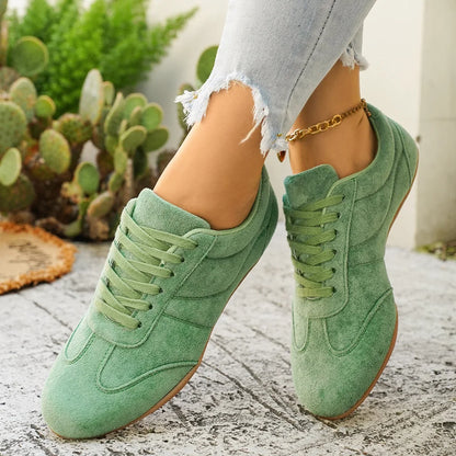Women's Casual Flat-soled Non-slip Wear-resistant Sport Shoes Spring Autumn Round-toe Soft and Comfortable Women Single Shoes