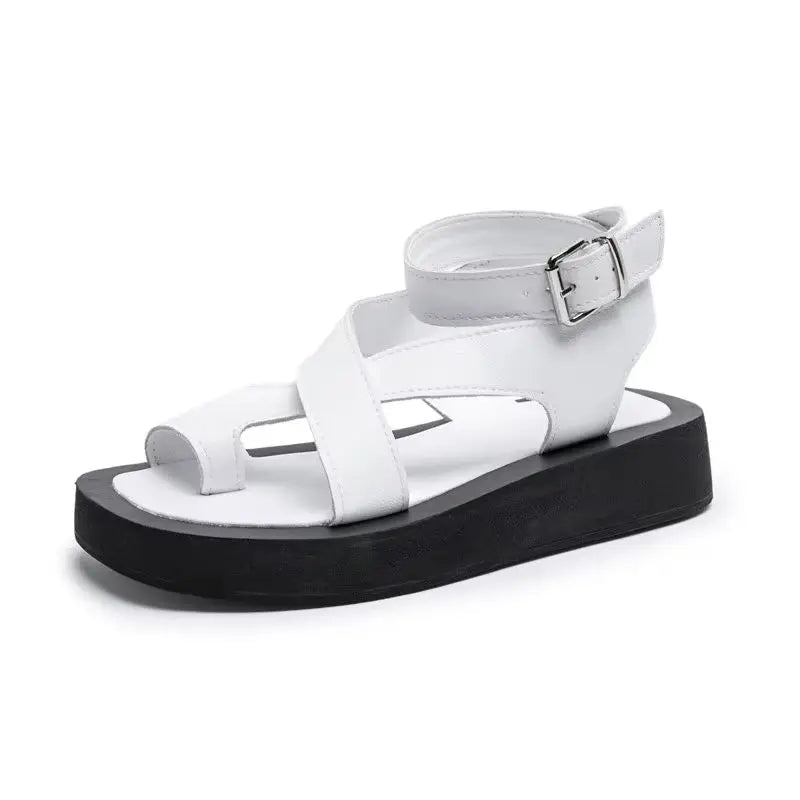 AIYUQI Sandals Women Genuine Leather 2026 Summer New Clip Toe Sandals Ladies Roman Women Shoes Muffin Sandals WHS MTO