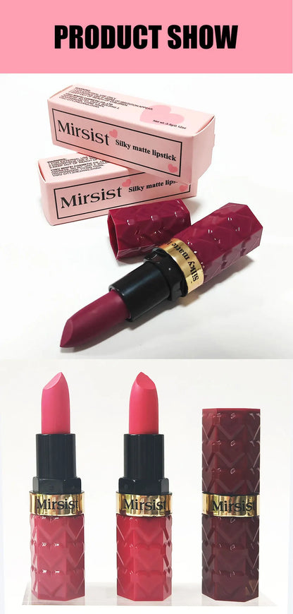 Matte Lipstick Nude Peach Brown Cherry Shades Velvety Smooth Long-Lasting Rich Pigment Waterproof Non-Stick Cup Lip Stick Makeup