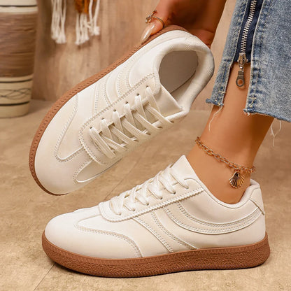 Retro Brown Platform Sneakers Women 2026 Flat Trend German Training Shoes Woman Plus Size 43 Non-slip Thick Sole Vulcanize Shoes