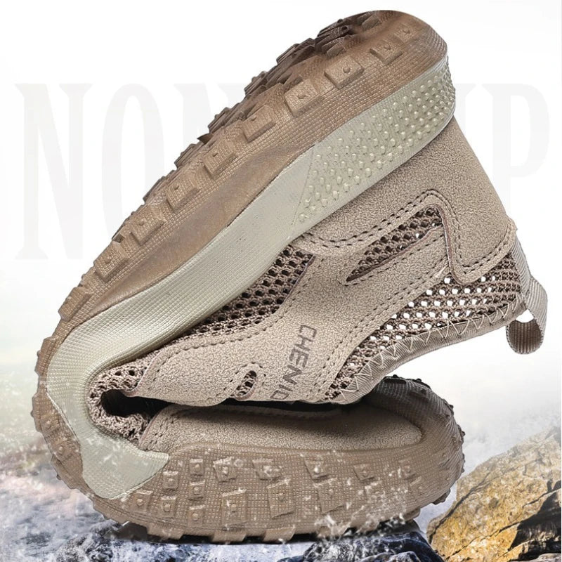 Oulylan Men's Summer Breathable Hollow Mesh Wading Shoes 2026 Outdoor Hiking Climbing Non-Slip Sport Sneakers Size 39-44