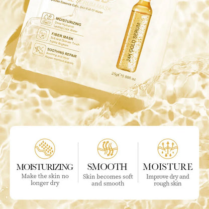 10pcs SADOER 24K Gold Vitamin C Hyaluronic Acid Face Mask Facial Moisturizing Firming Hydrating Facial Masks Skin Care Products
