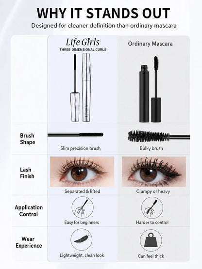 Life girls Waterproof Eyelash Primer Mascara, Lengthening Curling Lash Base, Smudge-Proof Long Lasting Black Brown Eye Makeup