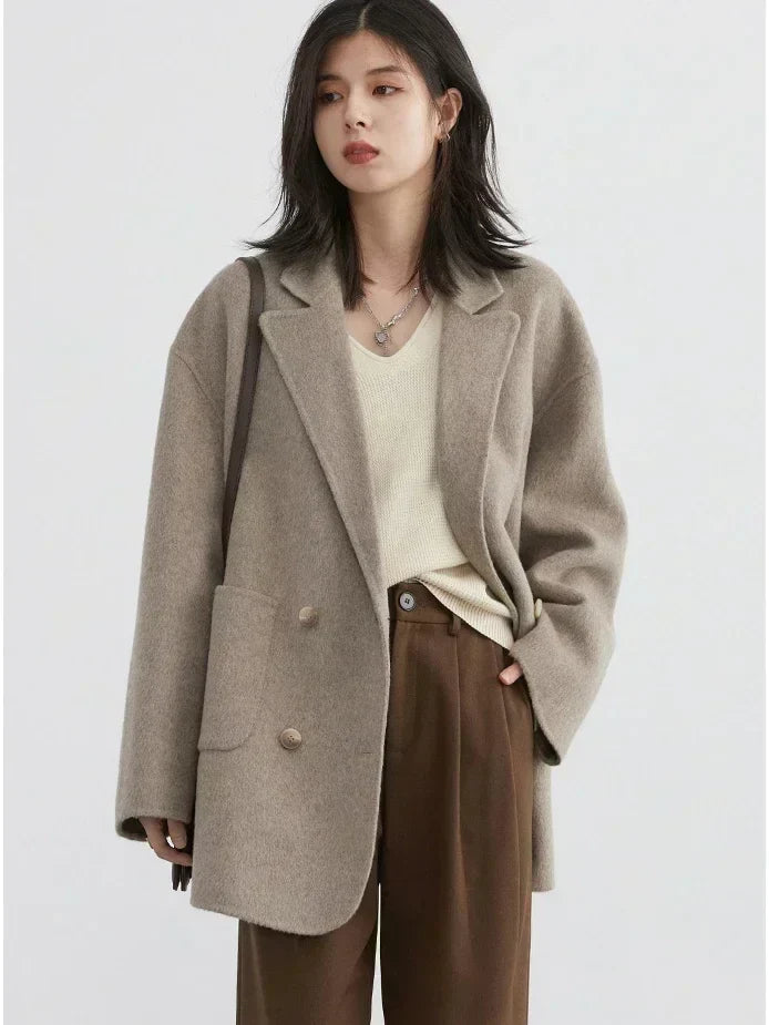 CHIC VEN Women's Woolen Coats Fashion Solid Loose Warm Jackets Korean Casual Office Lady Female Clothing Spring Autumn New 2026