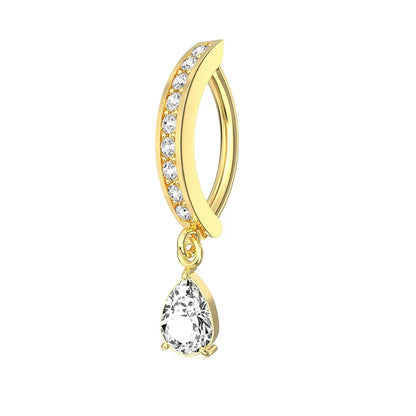 1PC Stainless Steel 14G Dangle Belly Button Ring for Women Heart Bow Reverse Hoop Clicker Navel Rings Body Piercing Jewelry