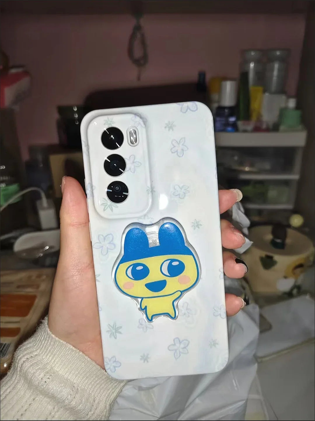 Kawaii Tamagotchi Family Magnetic Phone Stand With Retractable Airbag Strong Absorption Portable Anti-Fall Desktop Support Gifts
