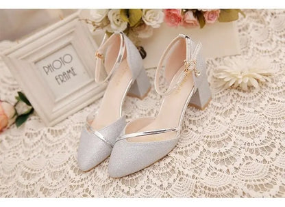 Fashion Spring and Summer Black High-heeled Shoes Women's High-quality Silver Wedding High-heeled Shoes Women's Gold Party Pump