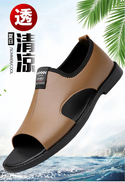 Brand Man Sandals Designer Fashion Leather Casual for Men Summer Comfortable Beach Slippers Outdoor Non-slip Men Sandalias 2026