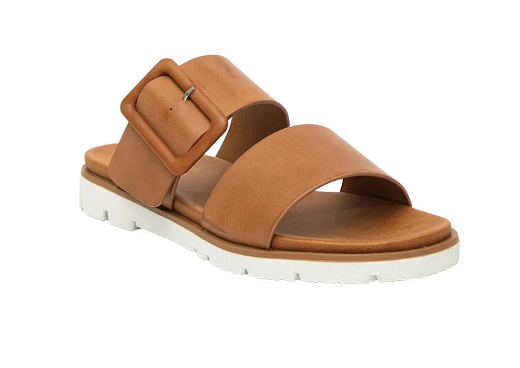 Adjustable Square Buckle Women Slide Sandals Two Strap Platform Slippers Low Heel Soft Sole Summer Open Toe Walking Casual Shoes