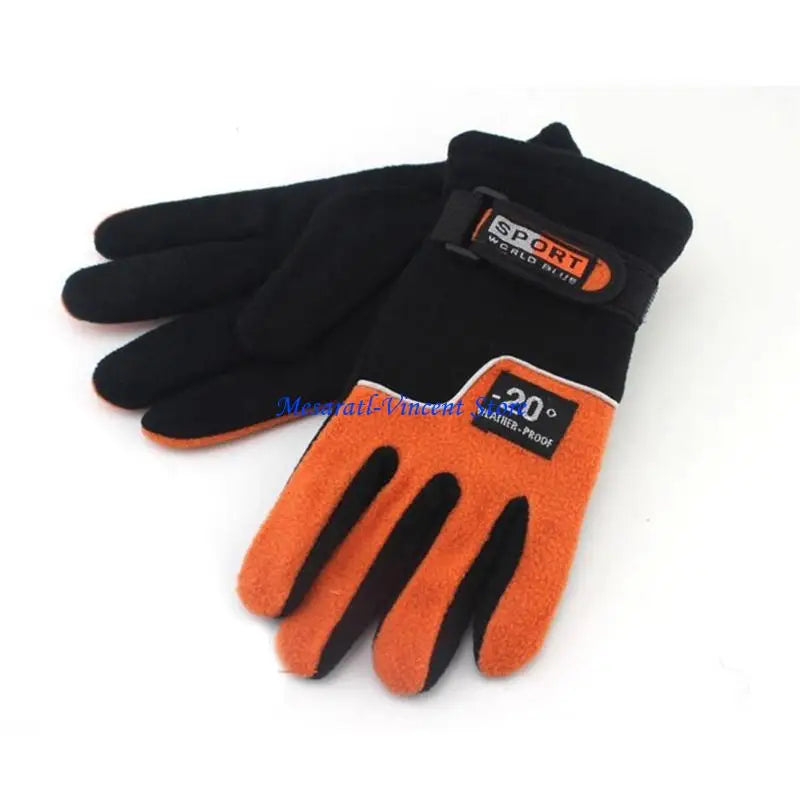 A70F Winter Warm Thermal Motorcycle Gloves Fleece Mittens For Women Men Snow Sports Hiking Back Windproof Lightweight