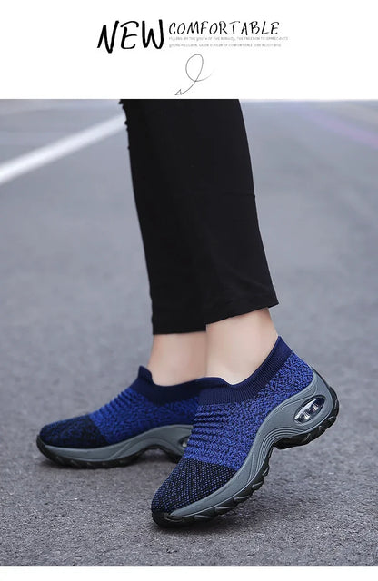 Women Sneakers Summer Fashion Black Sports Casual Shoes Breathable Mesh Lightweight Air Cushion Non-Slip Running Shoe Zapatillas
