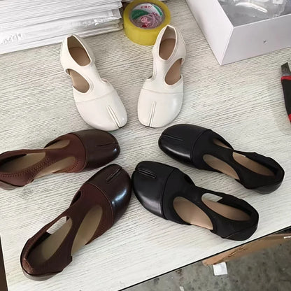 Women Brand Mary Janes Shoes Summer Split Toe Tabi Walking Sneakers Casual Splicing Loafers Designer Ballet Flats Shoes балет