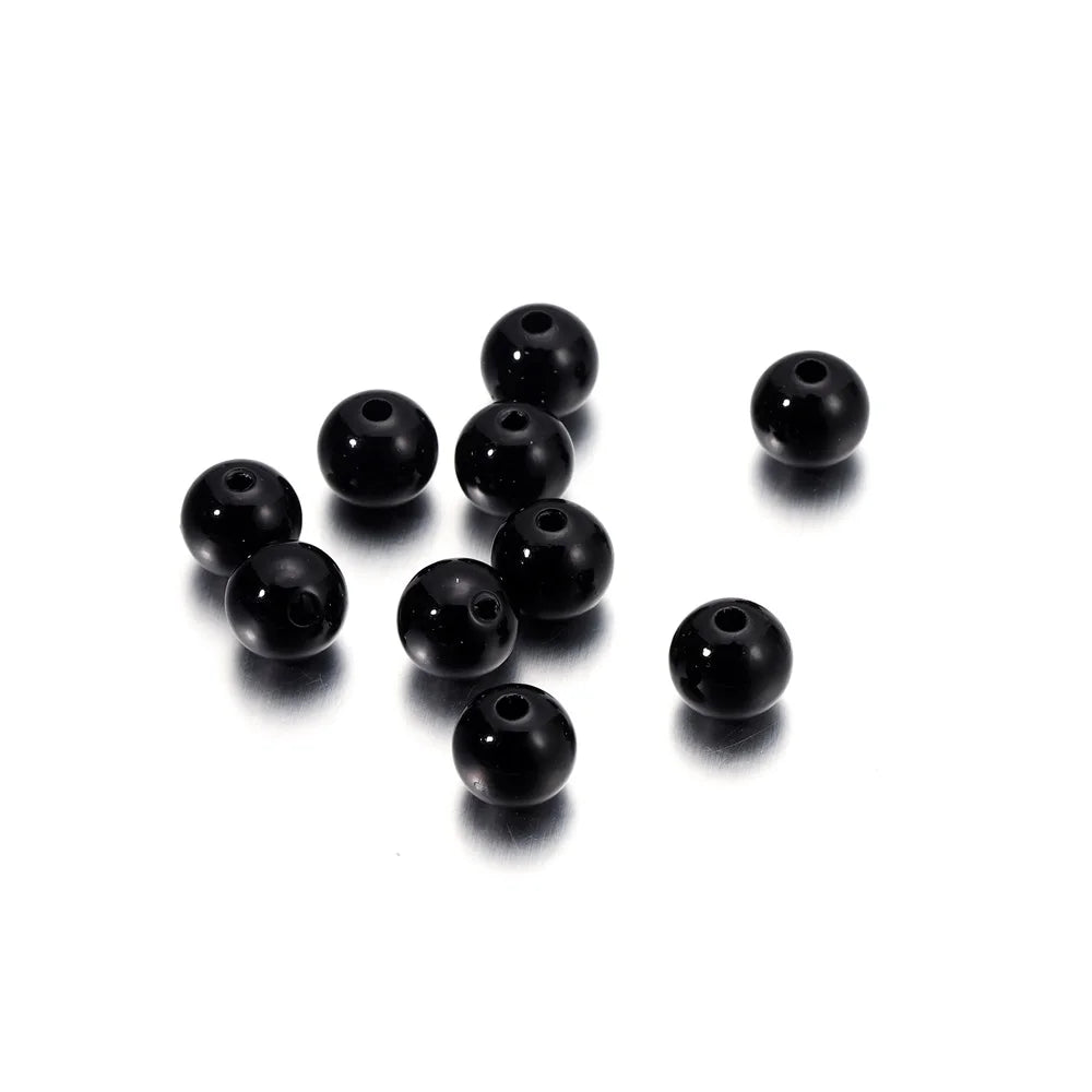 10-1000pcs/lot 3-20mm Straight Holes Acrylic Imitation Pearl Beige Bracelet Round Beads For DIY Craft Jewelry Making Supplies