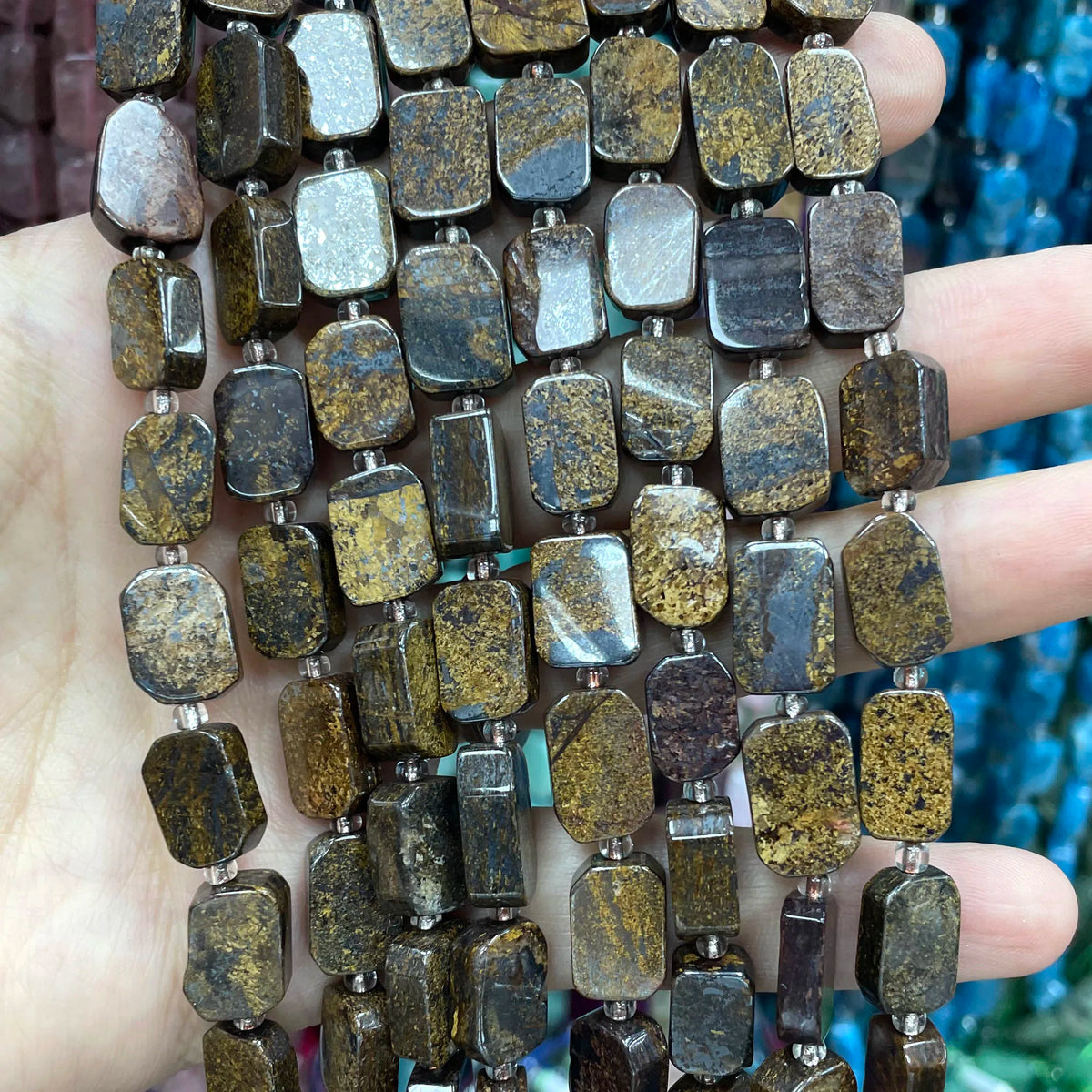 Natural Stone Flat Rectangle Amethyst Lapis Lazuli Quartz Apatite Spacer Beads For Jewelry Making Diy Bracelet Accessorie 8*12MM