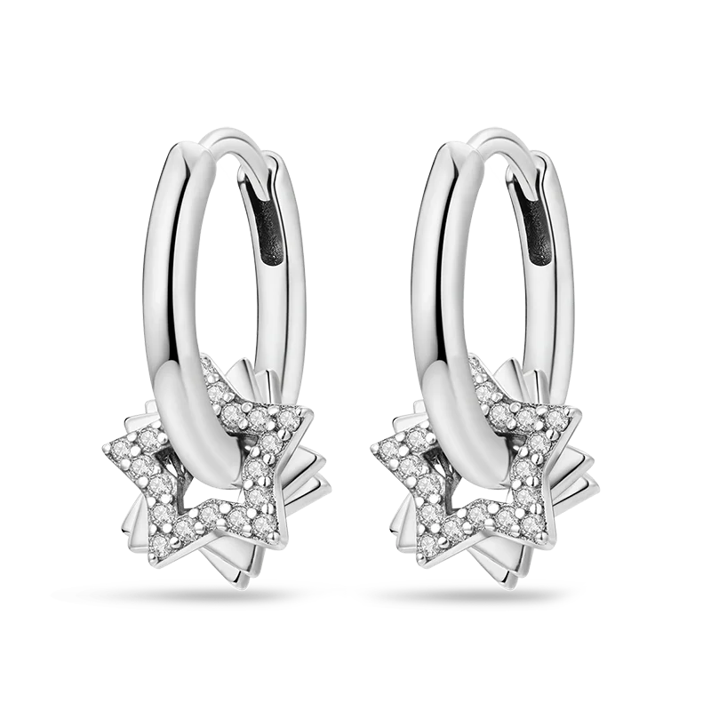 Genuine 925 Sterling Silver Love Feather Earrings Fit Original Charms Hoop For Women Girls Stud Earring Fine Jewelry Gifts