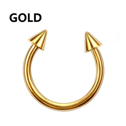 1PC metal Horseshoe Fake Nose Ring C Clip Septum Lip stainless steel Real Piercing Nose Rings Hoop For Women Men Jewelry