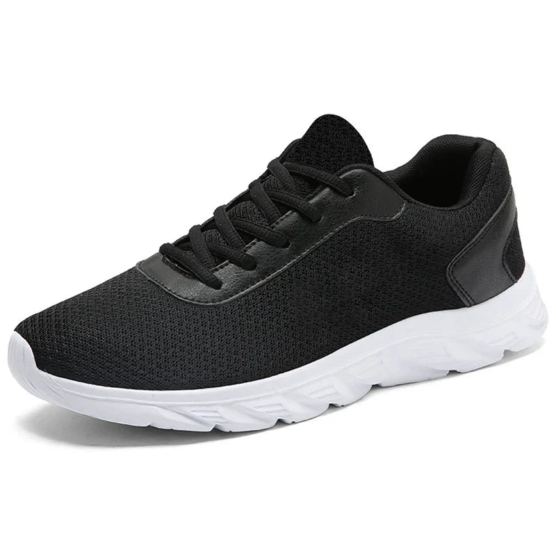 Men's Casual Sports Shoes Men's Black Mesh Breathable Running Shoes Soft Bottom Light Flat Bottom Work Shoes
