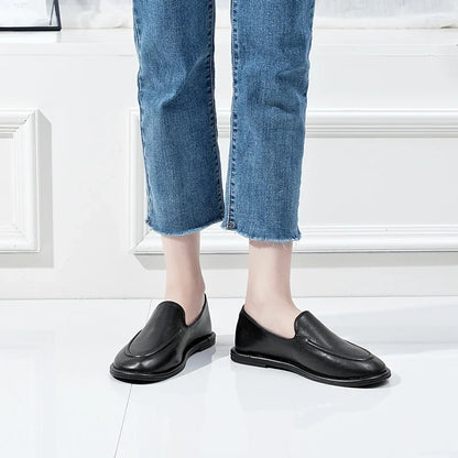 AIYUQI Loafers Women 2026 New Spring Round Toe One Foot Slip-on Shoes Women Genuine Leather Soft Flats Shoes Women