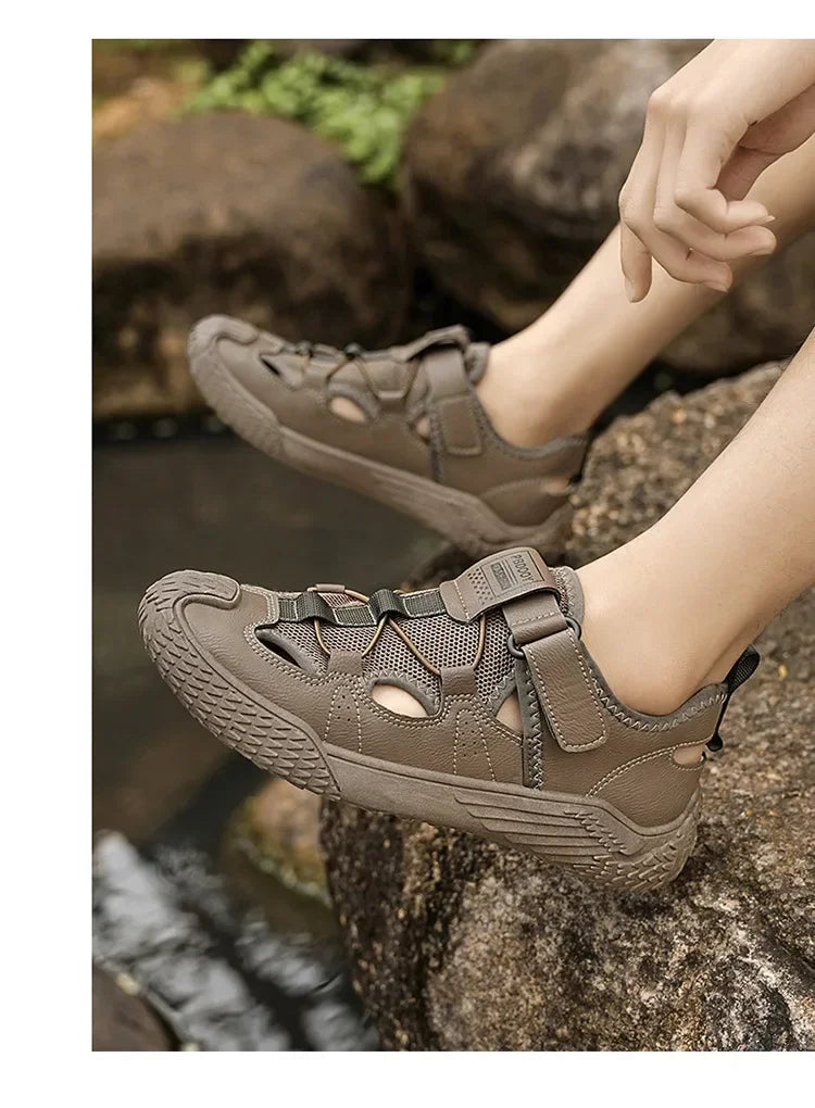 Large Size Sandals for Men, 2026 New Style, Trendy, Versatile, Casual Sports Sandals, Soft-Soled Hollow Beach Shoes for Men