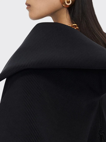 TWOTWINSTYLE Solid Loose Spliced Zipper Fashion Jackets for Women Lapel Long Sleeves Patchwork Lace Up Casual Jacket Female New