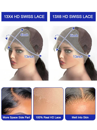 Brazilian 40 Inch Real 250 Density Glueless Hd Lace Frontal Human Hair Wigs Bone Straight 13x4 13x6 Hd Lace Front Wig For Women