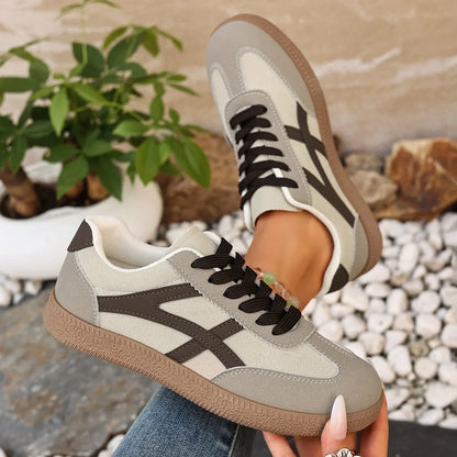 Women Sneakers 2026 Fashion Casual Flats Vulcanize Shoes Round Toe Lace Up Comfortable Flat Shoes for Women Zapatos De Mujer