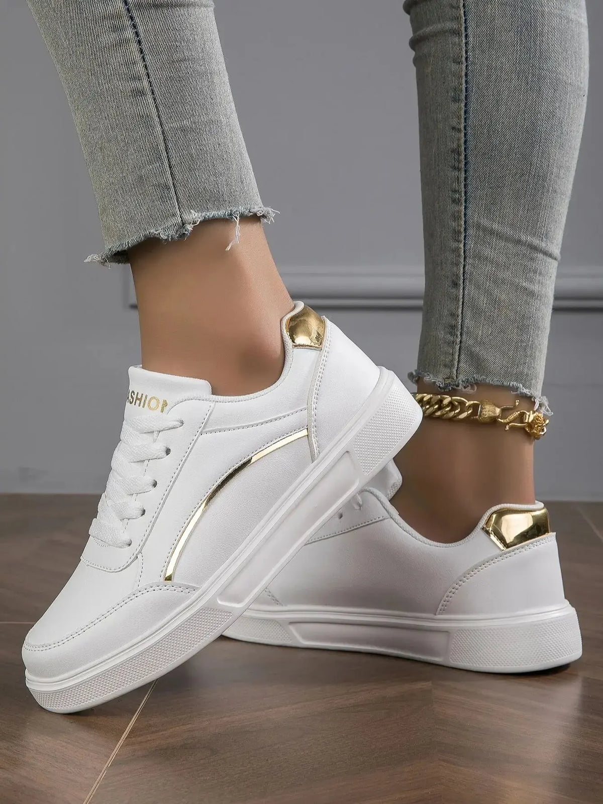 Baasploa Women Casual Sneakers Leather Platform Sneakers for Women Classics Comfort Skateboarding Shoes Non-Slip