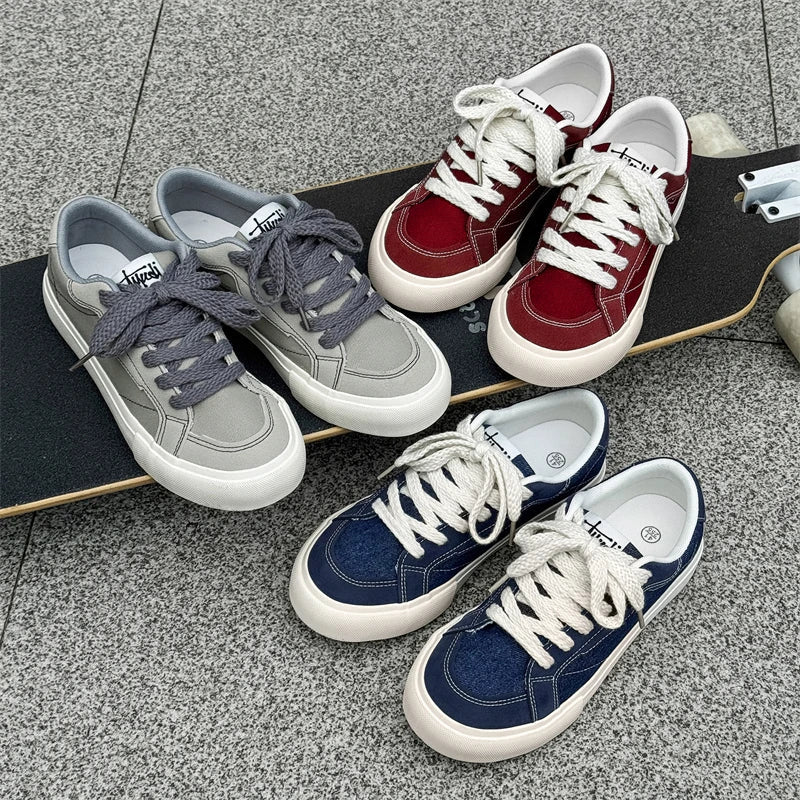 Mens Cowboy canvas Shoes Breathable Trend Mens board Shoes Thick Sole Trend Comfortable student Skateboard Trainers Footwear
