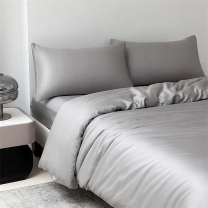 100% Mulberry Silk Bedding Set High End Silk Bed Sheets Set Luxury Smooth Duvet Cover Set Single Double Queen King Size Bedsheet