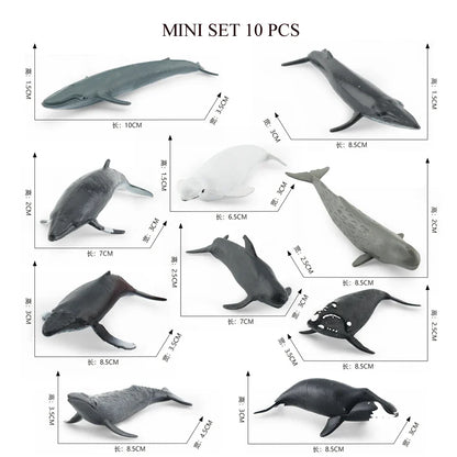 Realistic Mini Ocean Animal Figurines Plastic Marine Sea Creatures Whale Shark Dolphin Turtle Penguin Model Playset Gift for Kid