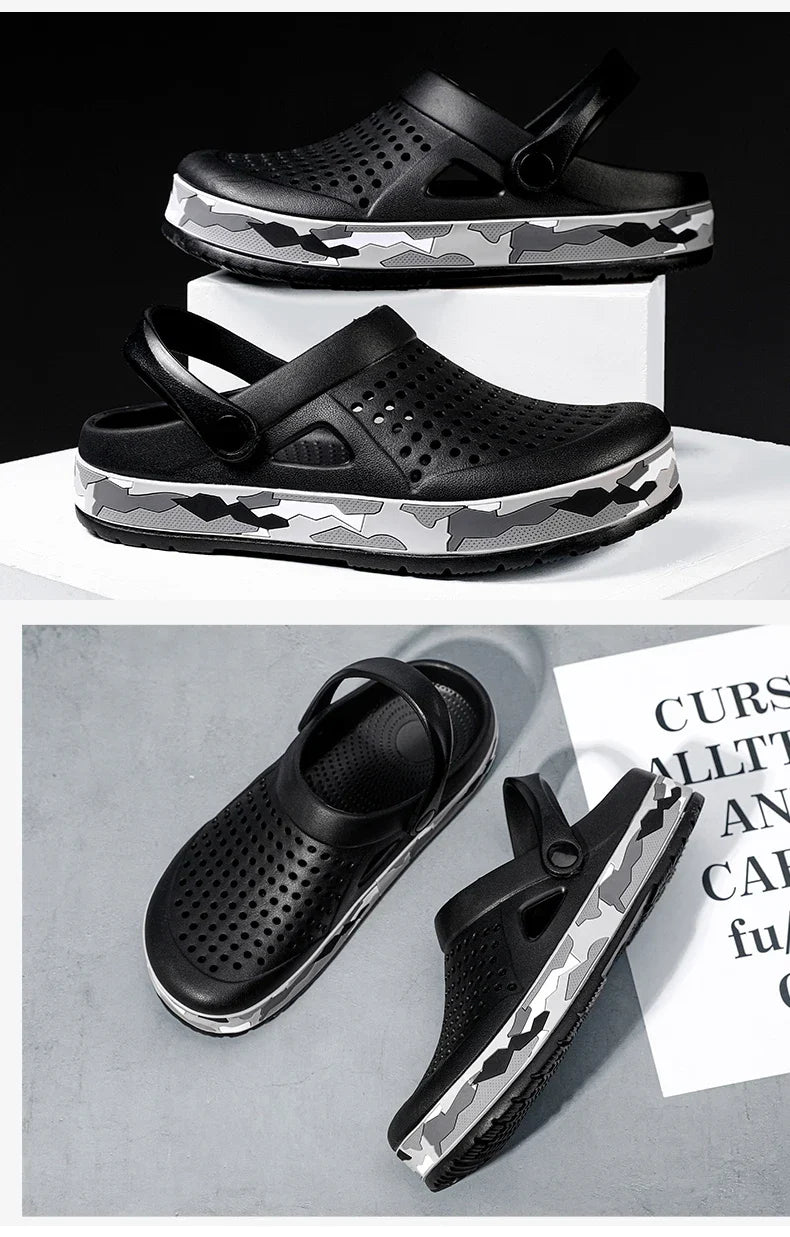 Men's summer casual hole shoes non slip lightweight breathable Two wearing men's sandals fashion comfort beach shoes slippers