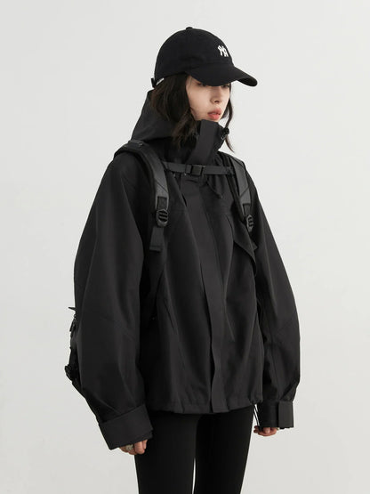 CHIC VEN Women Jacket Loose Solid Outdoor Jackets Casual Sports Hooded Short Coat Windproof Female Clothing Autumn Winter 2024