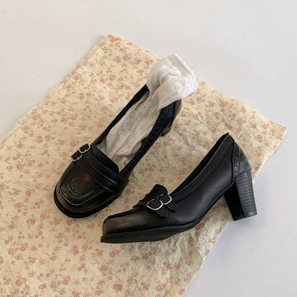 Vintage Thick Heel Women Mary Jane Shoes Ladies Concise Slip On Pumps Spring Autumn Women's Party Dress Shoes