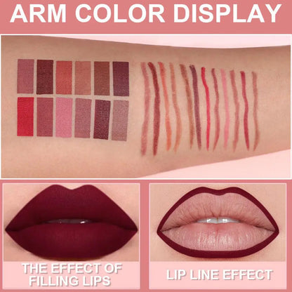 6Pcs Velvet Matte Lip Liner Pencil Set High Pigment Smooth Silky Texture Easy to Color & Define Lip Contours Daily Lip Makeup