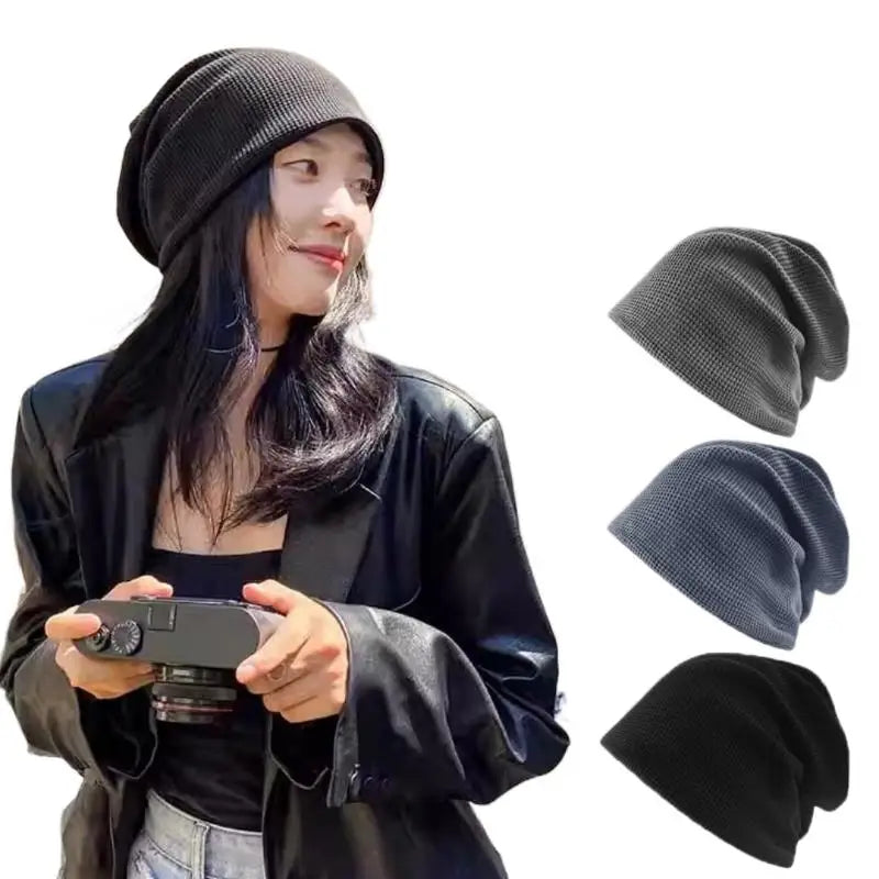 Casual Keep Warm Thin Knit Hat Cute Outdoor Cold Cap Ear Protection Warm Stack Hat For Men Women