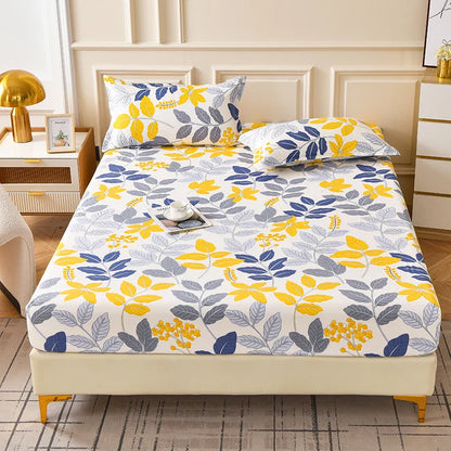 Red Flower Printed Bed Sheet Sets Queen/King Size sabanas cama matrimonial Reactive Printed Fitted Bedsheets for Double Bed
