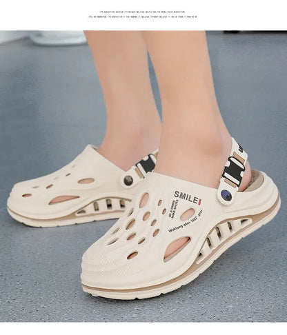 2026 New Men's Holes oes Summer Thi Bot Anti-Slip Driving Beach Slippers Spor Casual EVA Injection Moulding Footwear