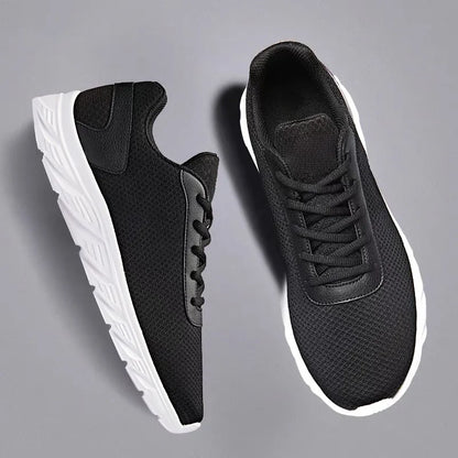 Men's Casual Sports Shoes Men's Black Mesh Breathable Running Shoes Soft Bottom Light Flat Bottom Work Shoes